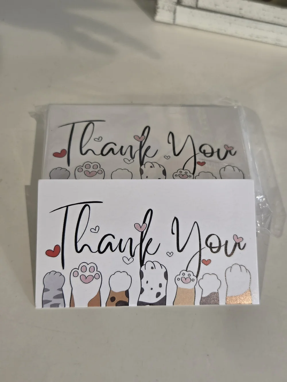 Thank You Cat Paw Cards Pk Of 50
